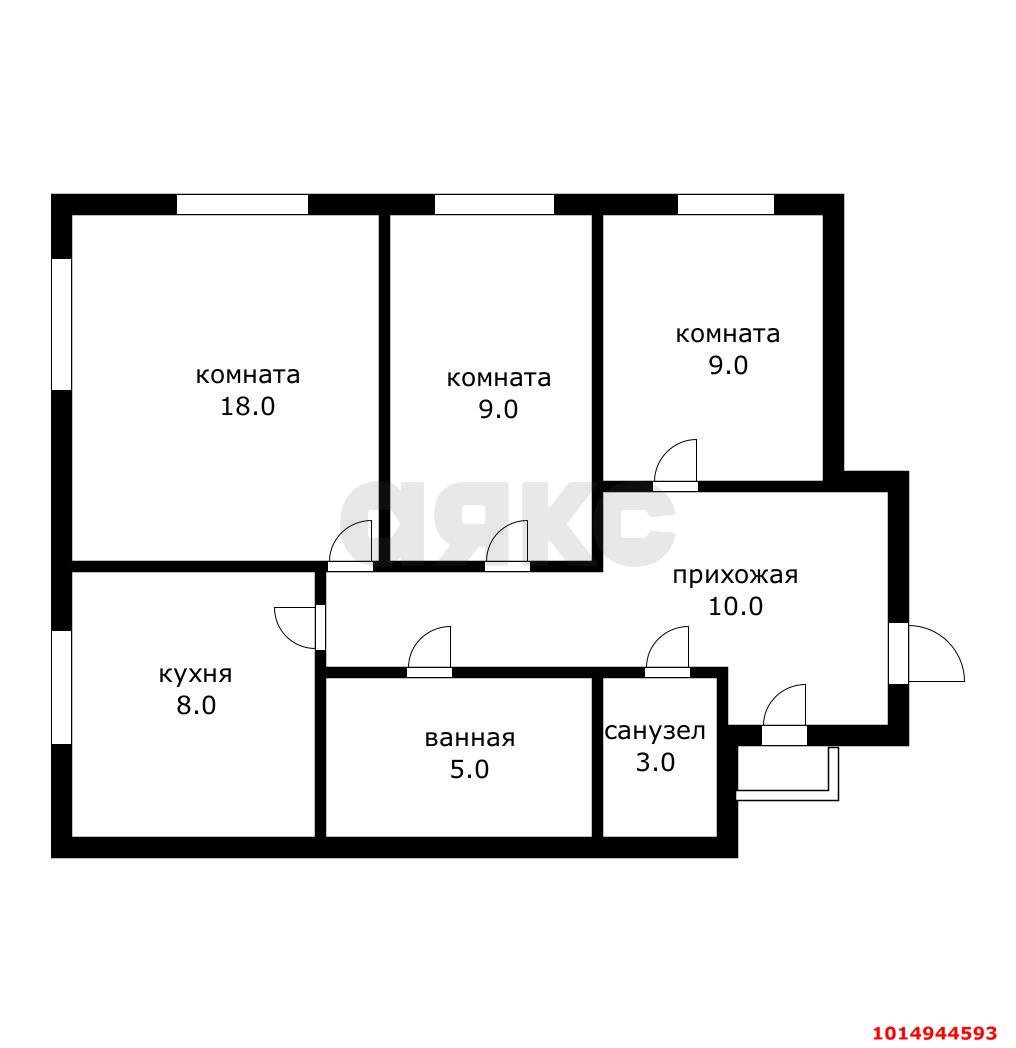 Фото №4: 3-комнатная квартира 61 м² - Краснодар, Западный внутригородской округ, мкр. Фестивальный, ул. имени Дзержинского, 117