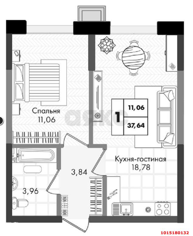 Фото №4: 1-комнатная квартира 14 м² - Краснодар, Прикубанский внутригородской округ, мкр. жилой комплекс Зелёная Территория, ул. имени Генерала Брусилова, 5