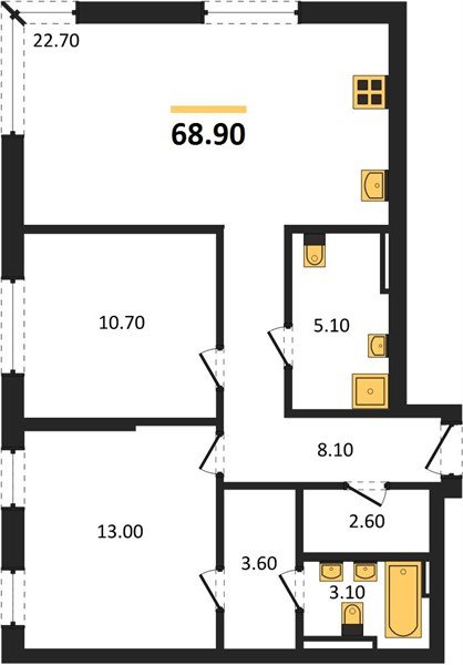 Фото №1: 2-комнатная квартира 68 м² - Краснодар, квартал Самолёт, жилой комплекс Самолёт-7, мкр. Прикубанский внутригородской округ