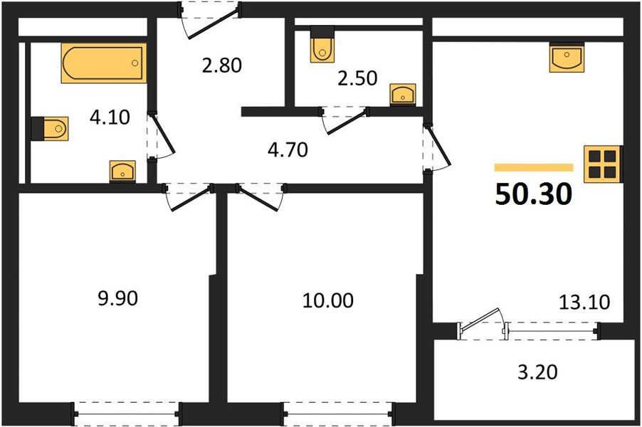 Фото №1: 2-комнатная квартира 50 м² - Краснодар, квартал Самолёт, жилой комплекс Самолёт-7, мкр. Прикубанский внутригородской округ
