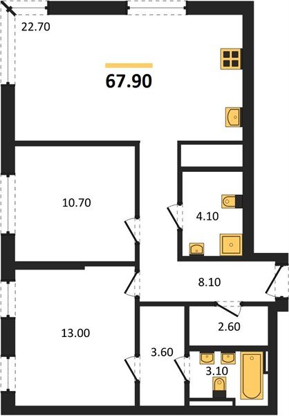 Фото №1: 2-комнатная квартира 67 м² - Краснодар, квартал Самолёт, жилой комплекс Самолёт-7, мкр. Прикубанский внутригородской округ