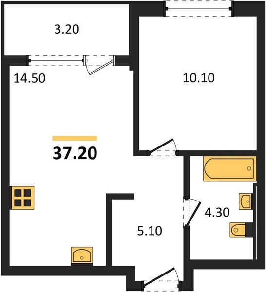 Фото №1: 1-комнатная квартира 37 м² - Краснодар, квартал Самолёт, жилой комплекс Самолёт-7, мкр. Прикубанский внутригородской округ