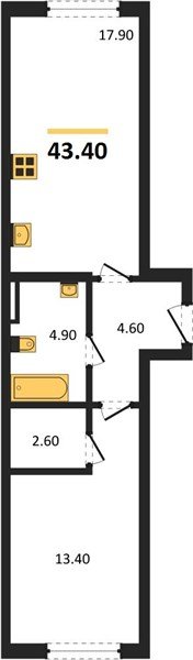 Фото №1: 1-комнатная квартира 43 м² - Краснодар, Прикубанский внутригородской округ, квартал Самолёт, мкр. жилой комплекс Самолёт-7