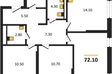 Фото №1: 3-комнатная квартира 72 м² - Краснодар, мкр. жилой комплекс Самолёт-7, 