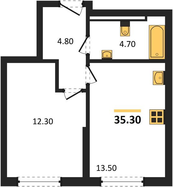 Фото №1: 1-комнатная квартира 35 м² - Краснодар, Прикубанский внутригородской округ, квартал Самолёт, мкр. жилой комплекс Самолёт-7