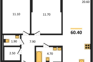 Фото №1: 2-комнатная квартира 60 м² - Краснодар, мкр. жилой комплекс Самолёт-7, 