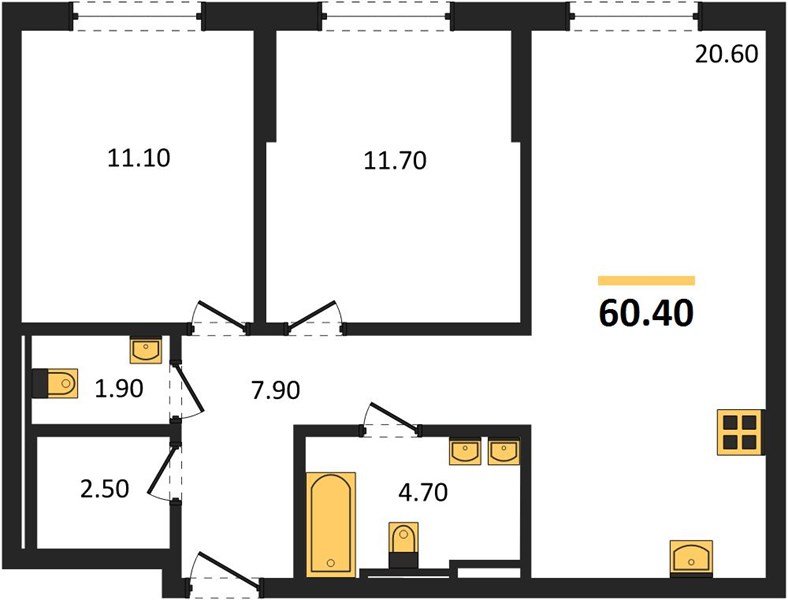 Фото №1: 2-комнатная квартира 60 м² - Краснодар, Прикубанский внутригородской округ, квартал Самолёт, мкр. жилой комплекс Самолёт-7