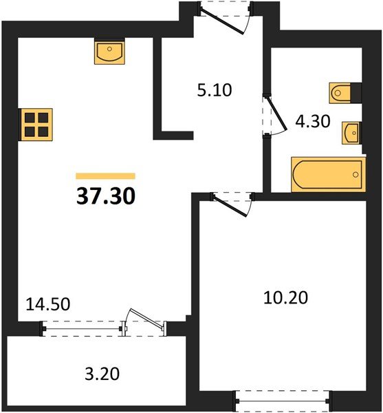 Фото №1: 1-комнатная квартира 37 м² - Краснодар, Прикубанский внутригородской округ, квартал Самолёт, мкр. жилой комплекс Самолёт-7