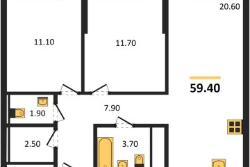 Фото №1: 2-комнатная квартира 59 м² - Краснодар, мкр. жилой комплекс Самолёт-7, 