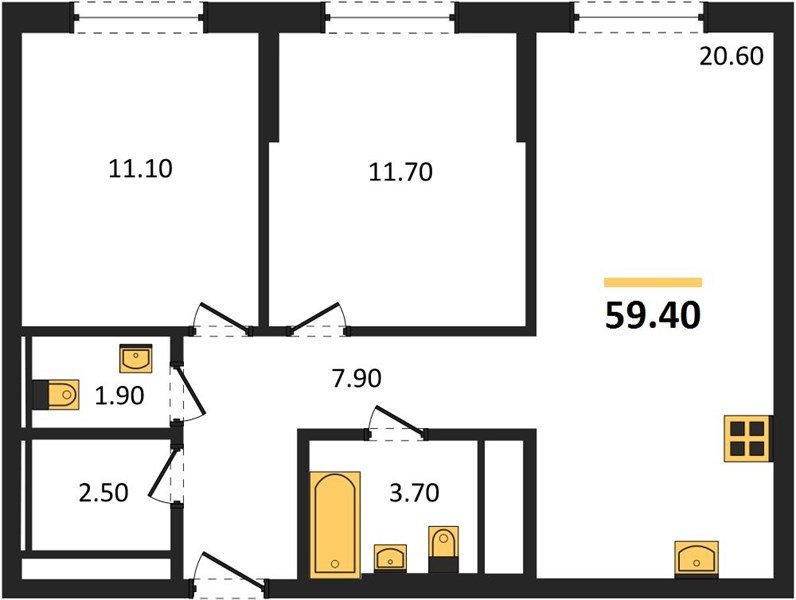 Фото №1: 2-комнатная квартира 59 м² - Краснодар, Прикубанский внутригородской округ, квартал Самолёт, мкр. жилой комплекс Самолёт-7