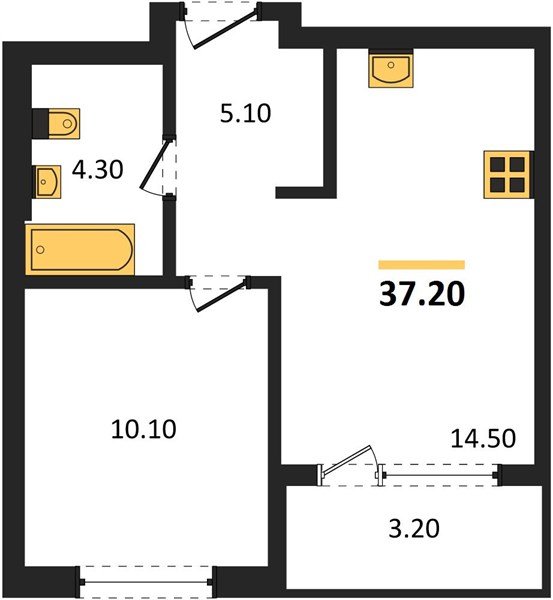 Фото №1: 1-комнатная квартира 37 м² - Краснодар, Прикубанский внутригородской округ, квартал Самолёт, мкр. жилой комплекс Самолёт-7