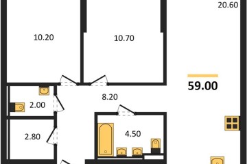 Фото №1: 2-комнатная квартира 59 м² - Краснодар, мкр. жилой комплекс Самолёт-7, 