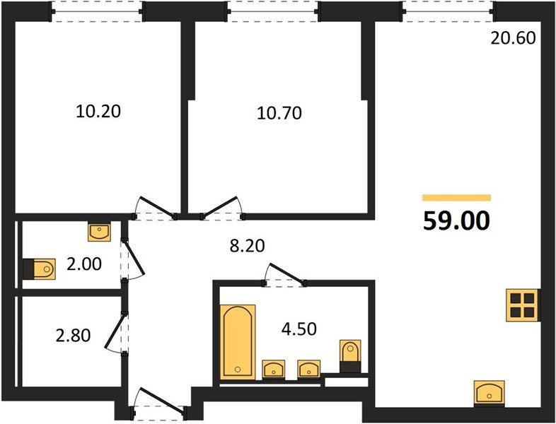 Фото №1: 2-комнатная квартира 59 м² - Краснодар, Прикубанский внутригородской округ, квартал Самолёт, мкр. жилой комплекс Самолёт-7