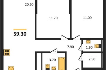 Фото №1: 2-комнатная квартира 59 м² - Краснодар, мкр. жилой комплекс Самолёт-7, 