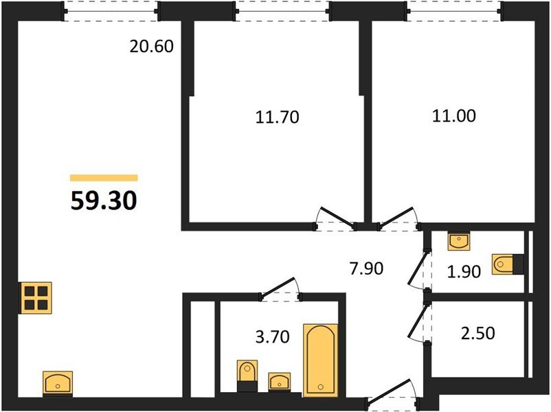 Фото №1: 2-комнатная квартира 59 м² - Краснодар, Прикубанский внутригородской округ, квартал Самолёт, мкр. жилой комплекс Самолёт-7