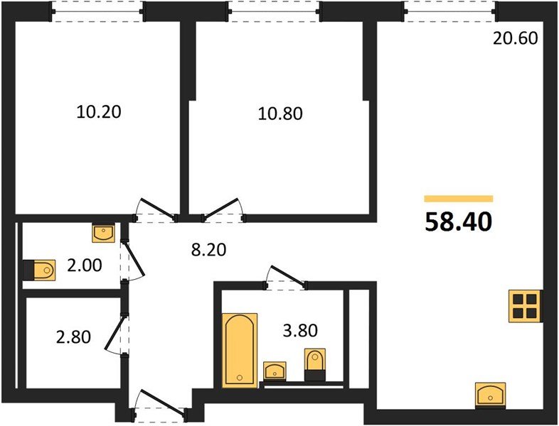 Фото №1: 2-комнатная квартира 58 м² - Краснодар, Прикубанский внутригородской округ, квартал Самолёт, мкр. жилой комплекс Самолёт-7