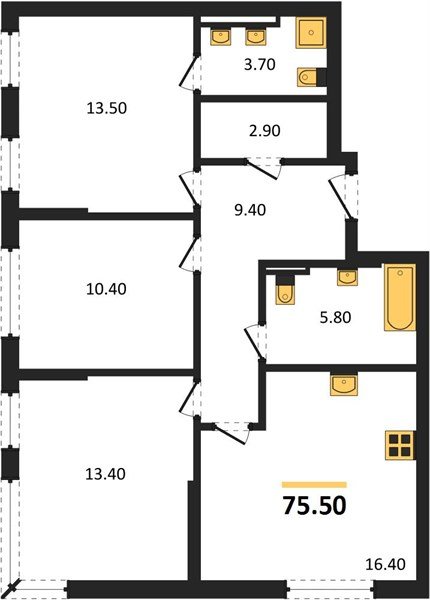 Фото №1: 3-комнатная квартира 75 м² - Краснодар, Прикубанский внутригородской округ, квартал Самолёт, мкр. жилой комплекс Самолёт-7