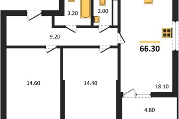Фото №1: 2-комнатная квартира 66 м² - Краснодар, мкр. Прикубанский внутригородской округ, 
