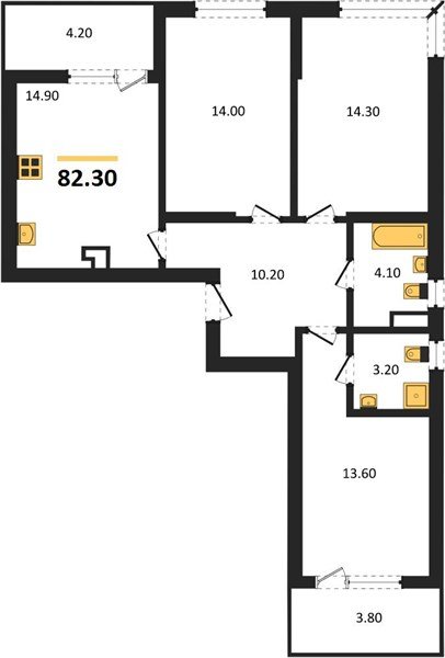 Фото №1: 3-комнатная квартира 82 м² - Краснодар, мкр. Прикубанский внутригородской округ