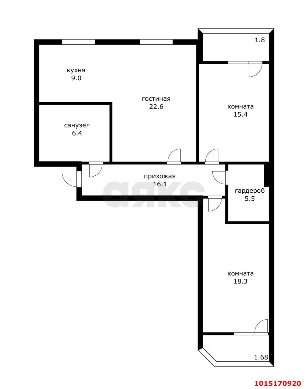 Фото №13: 3-комнатная квартира 95 м² - Краснодар, Прикубанский внутригородской округ, мкр. Краевая Клиническая Больница, ул. Домбайская, 12