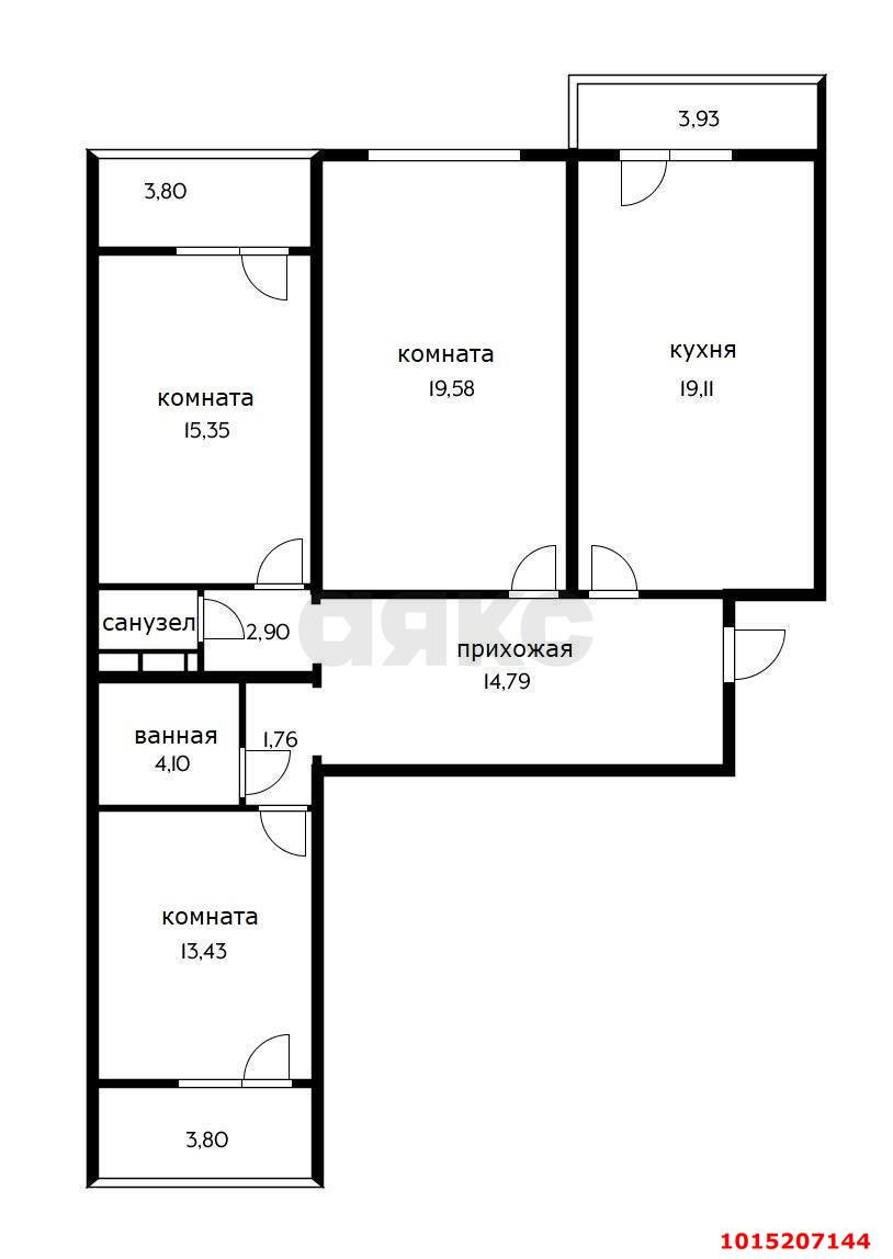 Фото №19: 3-комнатная квартира 91 м² - Краснодар, Западный внутригородской округ, мкр. Юбилейный, ул. Рождественская набережная, 51