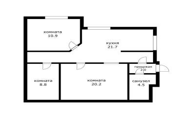 Фото №1: 3-комнатная квартира 68 м² - Яблоновский, ул. Железнодорожная, 17/1
