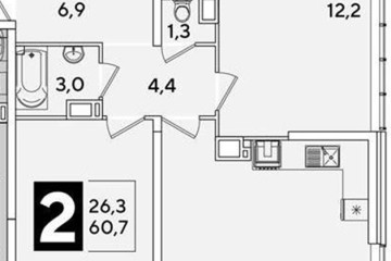 Фото №1: 2-комнатная квартира 60 м² - Краснодар, мкр. жилой комплекс Самолёт-6, 