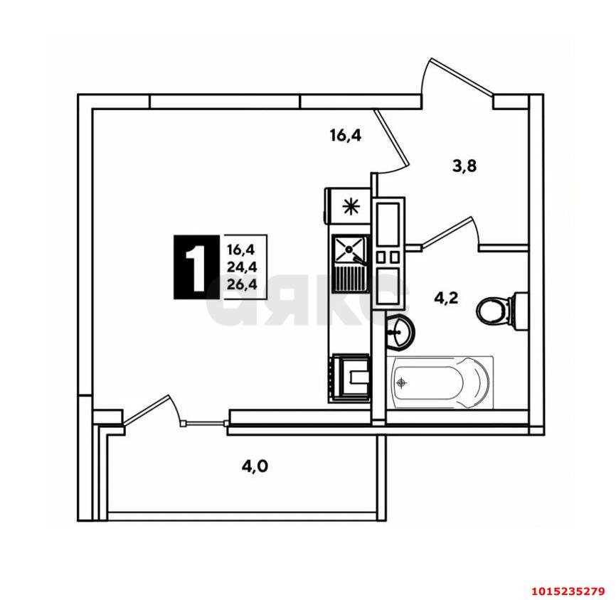 Фото №17: Студия 26 м² - Краснодар, жилой комплекс Самолёт-2, ул. Западный Обход, 57