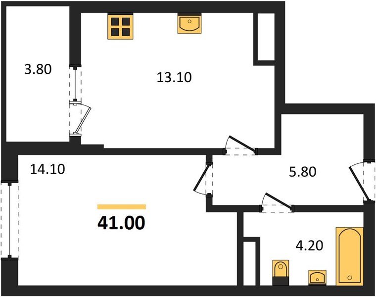 Фото №1: 1-комнатная квартира 41 м² - Краснодар, мкр. Прикубанский внутригородской округ