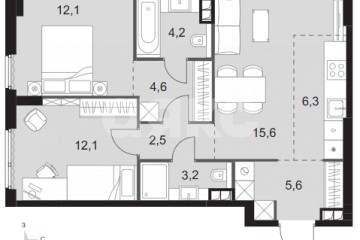 Фото №5: 3-комнатная квартира 66 м² - Москва, мкр. жилой комплекс Сидней Сити, ул. Шелепихинская набережная, 40к3