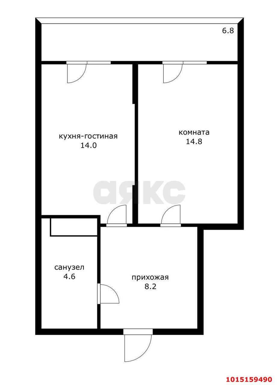 Фото №2: 1-комнатная квартира 44 м² - Знаменский, Карасунский внутригородской округ, мкр. Родные Просторы, ул. Природная, 10Б