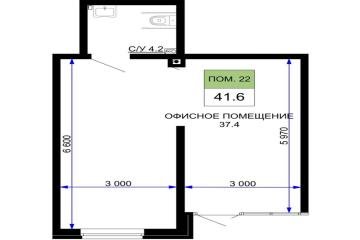 Фото №2: Коммерция 41 м² - Краснодар, мкр. жилой комплекс Дыхание, ул. Лётчика Позднякова, 2к25