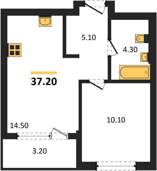 Фото №1: 1-комнатная квартира 37 м² - Краснодар, Прикубанский внутригородской округ, квартал Самолёт, мкр. жилой комплекс Самолёт-7
