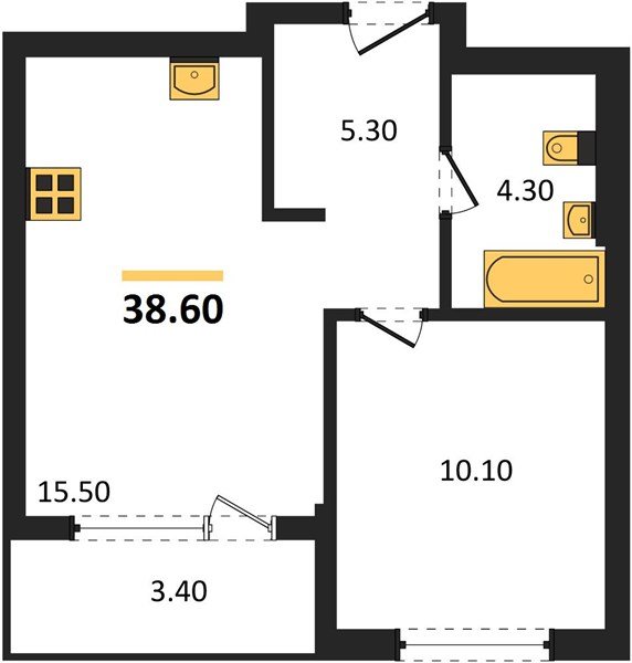 Фото №1: 1-комнатная квартира 38 м² - Краснодар, Прикубанский внутригородской округ, квартал Самолёт, мкр. жилой комплекс Самолёт-7