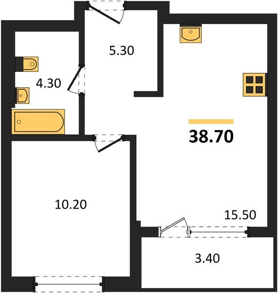 Фото №1: 1-комнатная квартира 38 м² - Краснодар, Прикубанский внутригородской округ, квартал Самолёт, мкр. жилой комплекс Самолёт-7