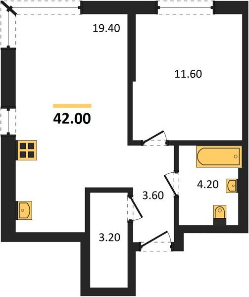 Фото №1: 1-комнатная квартира 42 м² - Краснодар, Прикубанский внутригородской округ, квартал Самолёт, мкр. жилой комплекс Самолёт-7