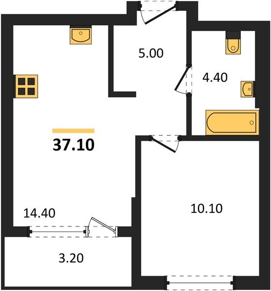 Фото №1: 1-комнатная квартира 37 м² - Краснодар, Прикубанский внутригородской округ, квартал Самолёт, мкр. жилой комплекс Самолёт-7