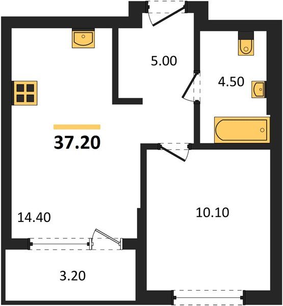 Фото №1: 1-комнатная квартира 37 м² - Краснодар, Прикубанский внутригородской округ, квартал Самолёт, мкр. жилой комплекс Самолёт-7