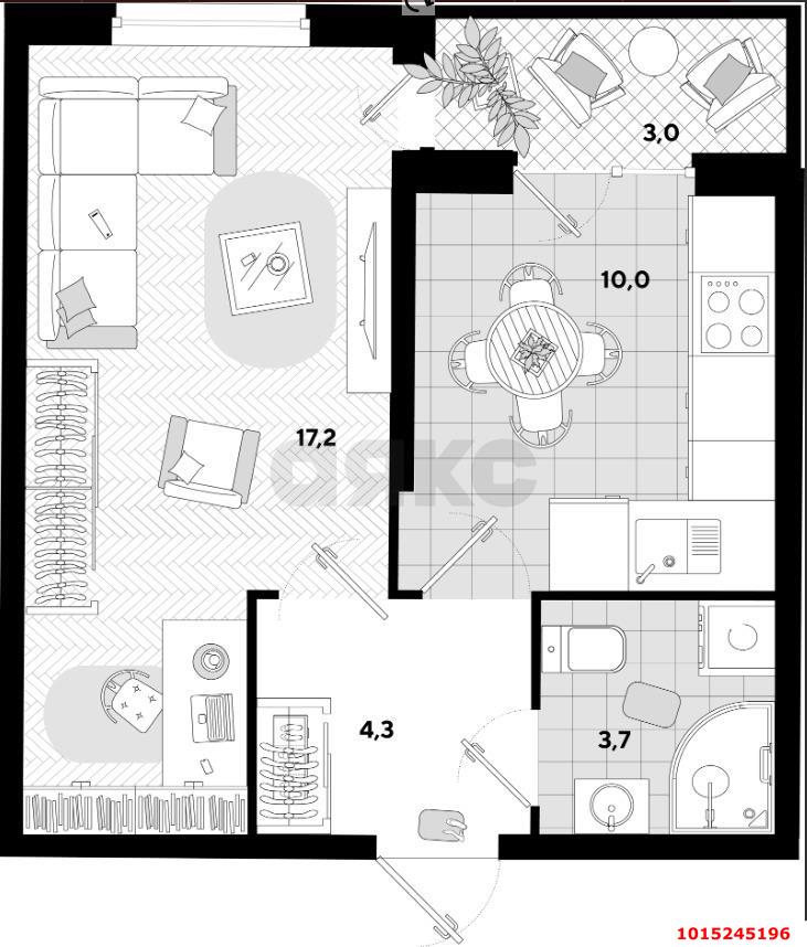 Фото №7: 1-комнатная квартира 38 м² - Краснодар, Прикубанский внутригородской округ, ул. Героя Пешкова, 14к5