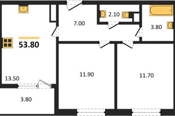 Фото №1: 2-комнатная квартира 53 м² - Краснодар, мкр. Прикубанский внутригородской округ, 