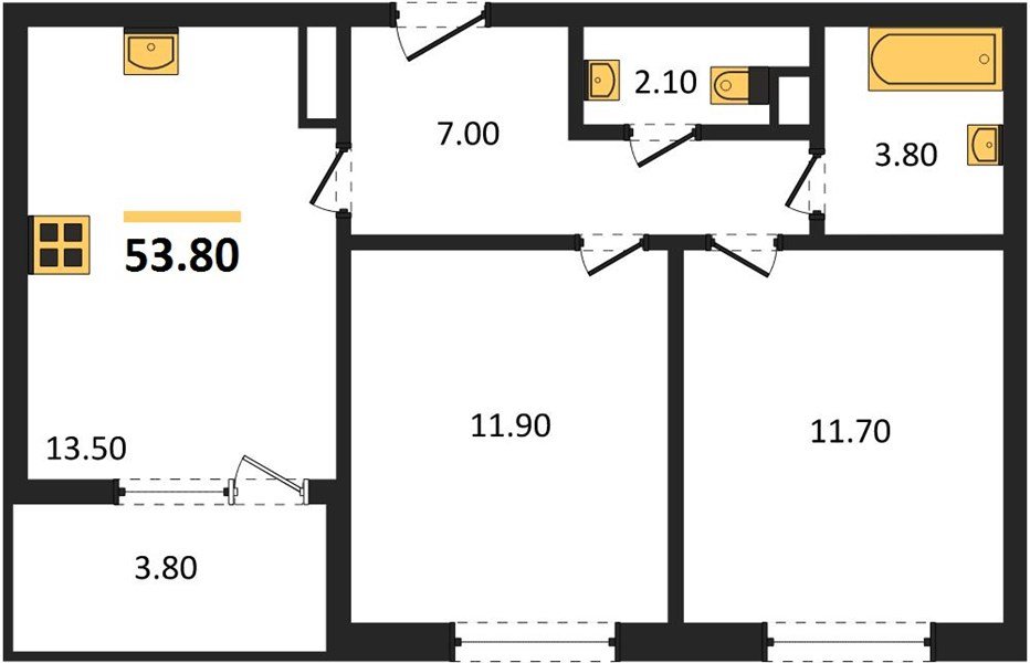 Фото №1: 2-комнатная квартира 53 м² - Краснодар, мкр. Прикубанский внутригородской округ
