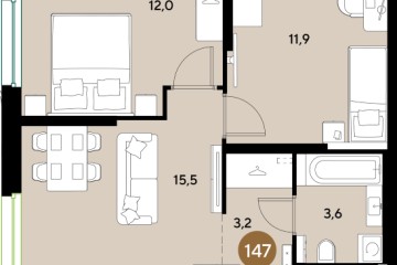 Фото №1: 2-комнатная квартира 46 м² - Краснодар, мкр. Прикубанский внутригородской округ, 