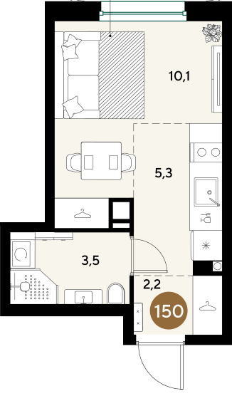 Фото №1: Студия 21 м² - Краснодар, мкр. Прикубанский внутригородской округ