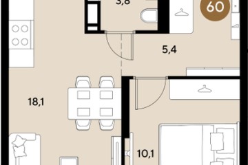 Фото №1: 1-комнатная квартира 39 м² - Краснодар, мкр. Прикубанский внутригородской округ, 