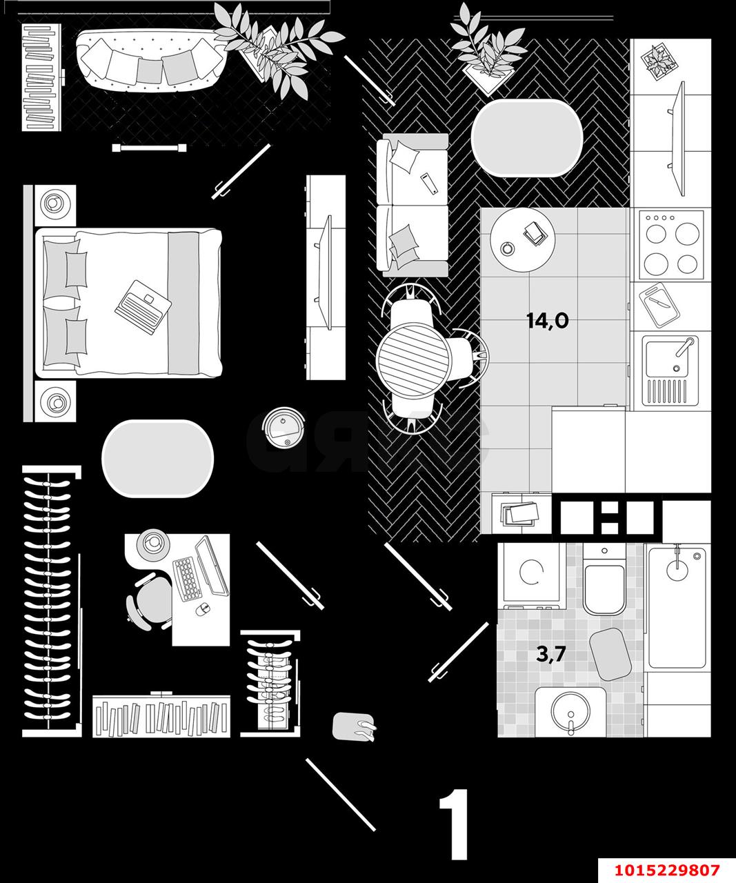 Фото №19: 1-комнатная квартира 35 м² - Краснодар, жилой комплекс Самолёт-2, ул. Западный Обход, 57к2