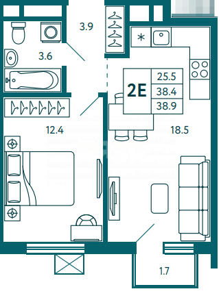 Фото №5: 2-комнатная квартира 38 м² - Мариуполь, Жовтневый, ул. Артёма, 102