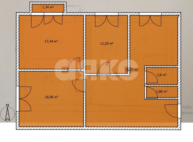 Фото №4: 3-комнатная квартира 55 м² - Анапа, ул. Новороссийская, 308