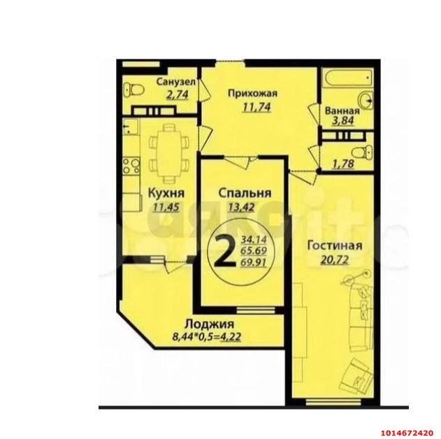 Фото №8: 2-комнатная квартира 72 м² - Краснодар, жилой комплекс Дуэт, ул. Душистая, 77