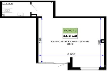 Фото №4: Коммерция 44 м² - Краснодар, мкр. жилой комплекс Дыхание, ул. Лётчика Позднякова, 2к23