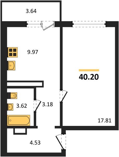 Фото №1: 1-комнатная квартира 40 м² - Лабинск, мкр. ЖК Первый, ул. Калинина, 309